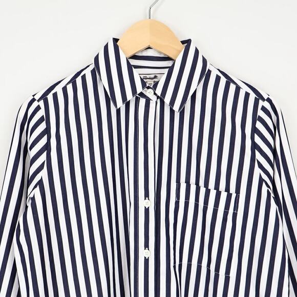 Madewell Easy V-Neck Button Up Shirt Dark Midnight Stripe Size XXS NWT - Picture 3 of 8